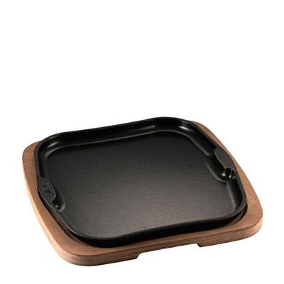 PIATTO A SERVIRE QUADRO GHISA SMALTATA VASSOIO LEGNO 29X29