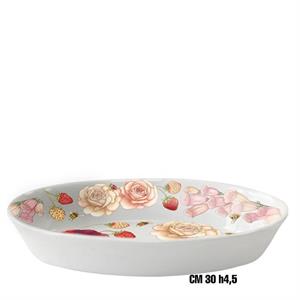 VASSOIO OVALINO FONDO MELAMINA 30XH4,5 CM FIORI ROSA