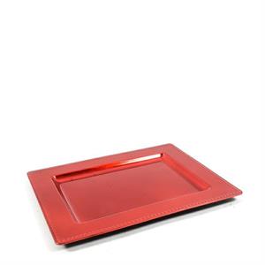 VASSOIO FOGLIA ORO IN PLASTICA 31,5X25X1,5 CM COLORE ROSSO