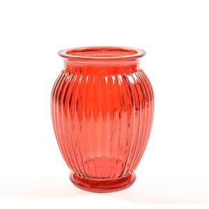 VASO IN VETRO D.14XH18,5 CM COLORE ROSSO