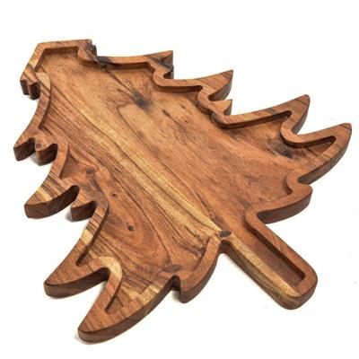 VASSOIO INCISO IN LEGNO NATURALE ALBERO NATALIZIO 45X38X2,5