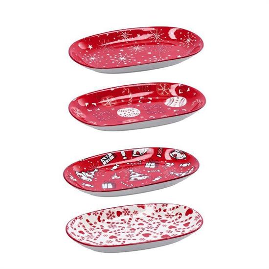 PIATTINO CERAMICA NATALIZIO 24X16 CM 4 DECORI ASS