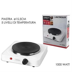 FORNELLO ELETTRICO CON TERMOSTATO D.15,5 CM 1000 W