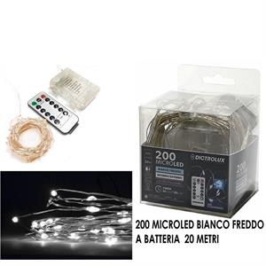 LUCI CATENA 200 MICROLEDA A BATTERIA INT / EST BIANCO FREDDO