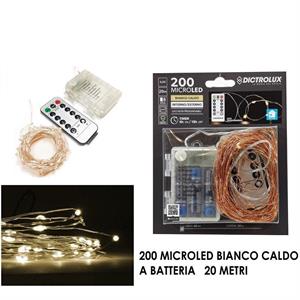 LUCI 200 MICROLED BIANCO CALDO A BATTERIA 20 MT