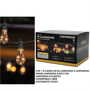 LUCI 100 MICROLED 10 LAMPADINE INTERNO/ESTERNO LUCE CALDA