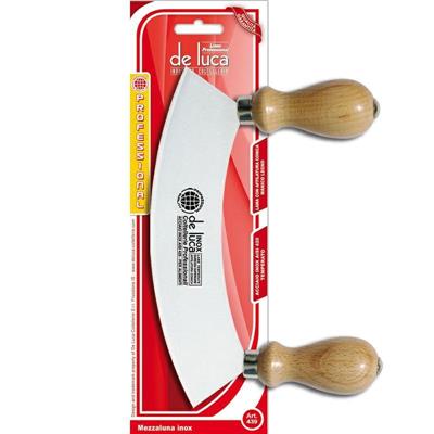 MEZZALUNA MANICO LEGNO LAMA ACCIAIO INOX 14 CM