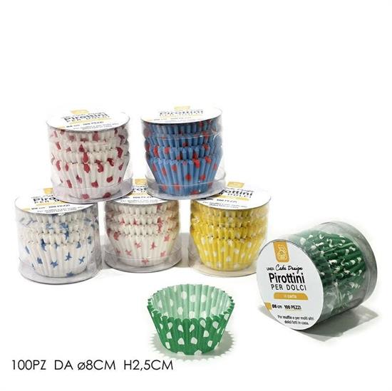 PIROTTINI 8 CM SET 100 PZ 6 DECORI ASS