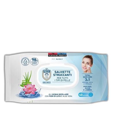 SALVIETTE STRUCCANTI DR.PROTEC FIORI DI LOTO E ALOE 40 PZ