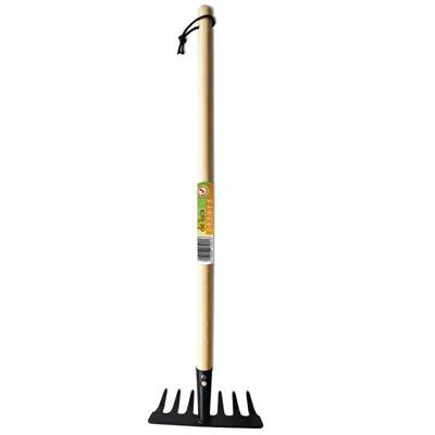 RASTRELLO DA GIARDINO IN ACCIAIO MANICO LEGNO 70 CM