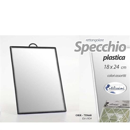 SPECCHIO RETTANGOLARE PLASTICA 18 X 24 CM COLORI ASS.