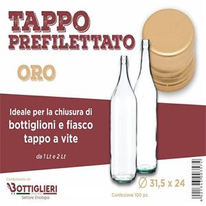 TAPPO PREFILETTATO 31,5 X 24 ORO CF 100 X BOTTIGLIONE LT 2