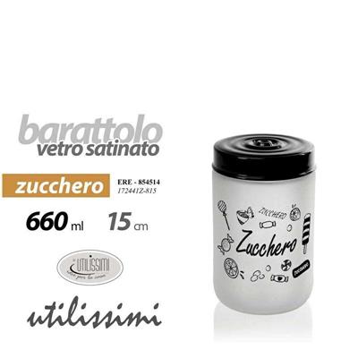 BARATTOLO IN VETRO SATINATO 660 CC 9X15 CM ZUCCHERO