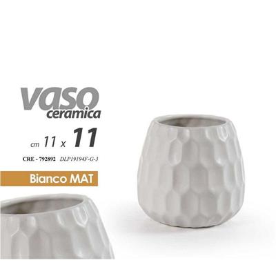 VASO IN CERAMICA BIANCO MAT 11,5X11,5 CM