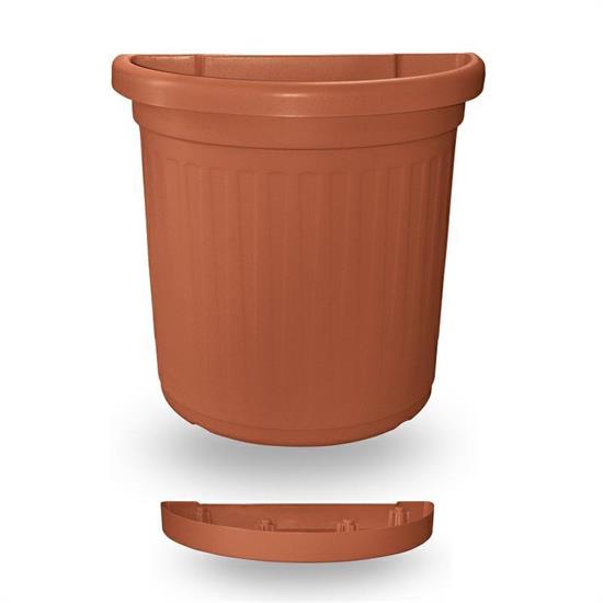 VASO A PARETE H50 CM CON SOTTOVASO COLORE TERRACOTTA