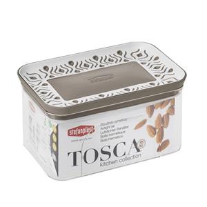 BARATTOLO TOSCA RETTANGOLARE 0,7 LT COLORE TORTORA/BIANCO