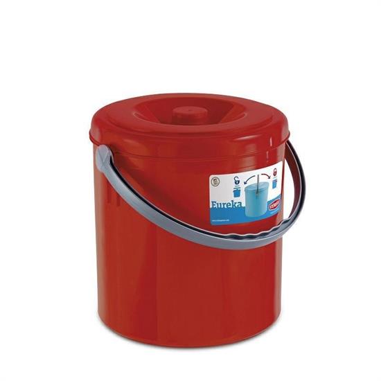 PATTUMIERA EUREKA CON COPERCHIO 15  LT ROSSO