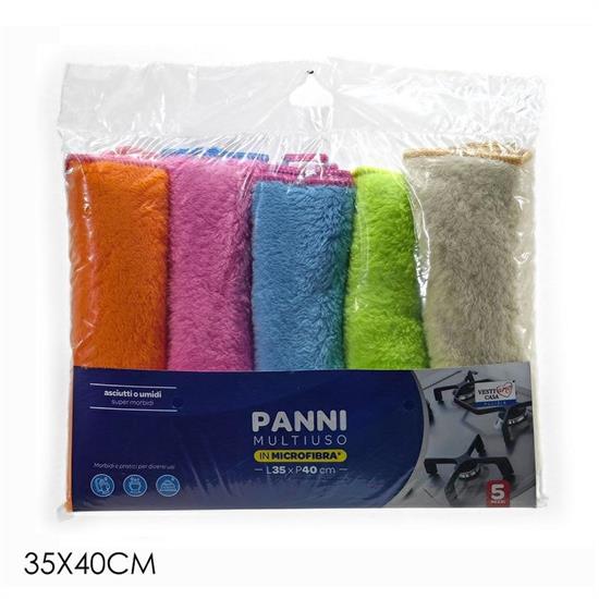 PANNO MICROFIBRA 35X40 CM SET 5 PZ COLORI ASS