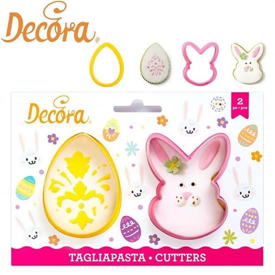 STAMPO TAGLIAPASTA PLASTICA UOVO E CONIGLIETTO SET 2 PZ 7 CM