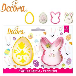 STAMPO TAGLIAPASTA PLASTICA UOVO E CONIGLIETTO SET 2 PZ 7 CM