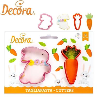 STAMPO TAGLIAPASTA PLASTICA CONIGLIO E CAROTA 7 CM SET 2 PZ