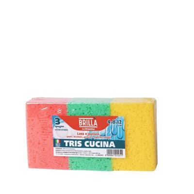 SPUGNA TRIS CUCINA 4X8X12CM BRIANTINA