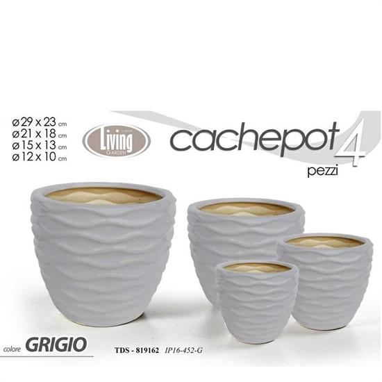 CASPO SET 4 PZ DECORO ONDE GRIGIO