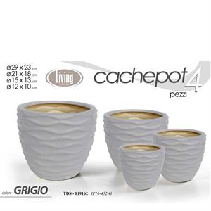 CASPO SET 4 PZ DECORO ONDE GRIGIO