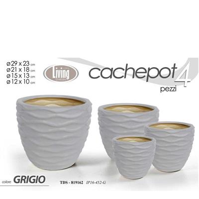 CASPO SET 4 PZ DECORO ONDE GRIGIO