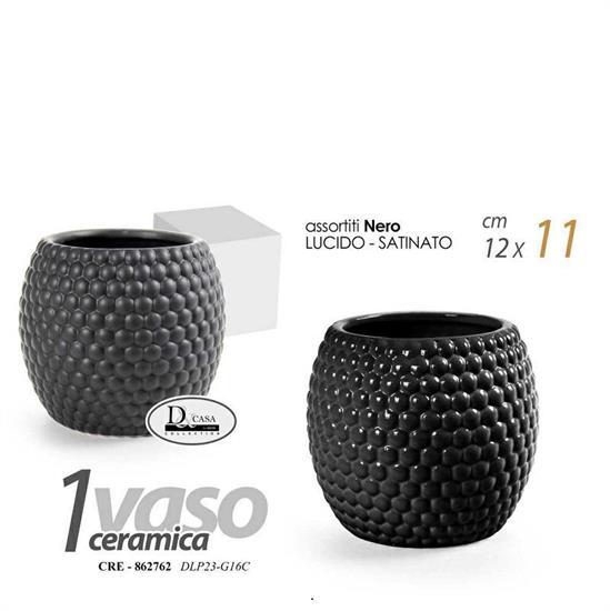 VASO CERAMICA NERO 12X12X11 CM ASS SATINATO/LUCIDO