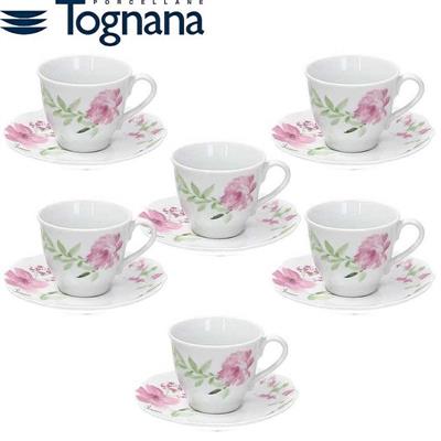 TAZZA CAFFE' CON PIATTINO SET 6 PZ CAPPETTATA WILDROSE