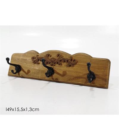 APPENDINO LEGNO GREZZO 3 GANCI CON GRECA