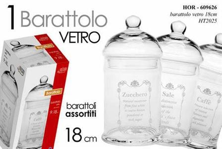 BARATTOLO VETRO CON COPERCHIO 18CM