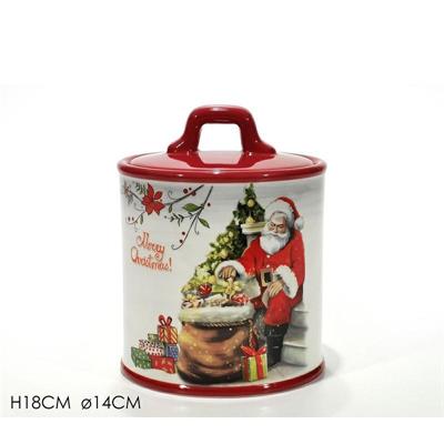 BARATTOLO CERAMICA DECORO BABBO NATALE D. 14 X H 18 CM