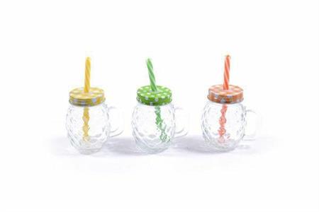 BARATTOLO ANANAS IN VETRO CON CANNUCCIA E MANICO 150ML 14X6,