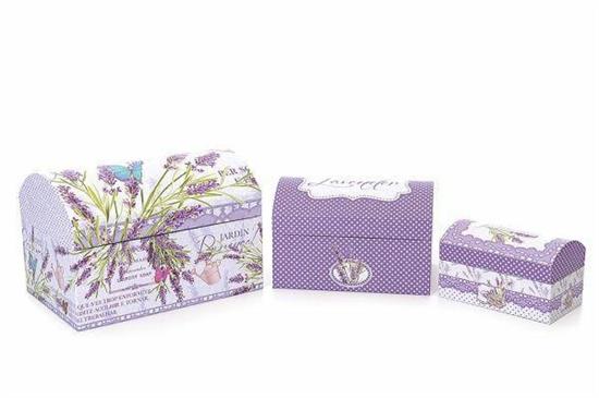 BAULETTO IN CARTONE DECORO LAVANDA SET 3PZ