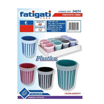 BICCHIERE PORTATUTTO TONDO PLASTICA 8,3 X 10 CM COLORI ASS