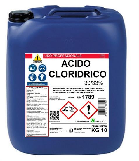 ACIDO CLORIDRICO SOLUZIONE 30/33% TANICA 10 KG