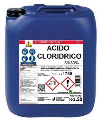 ACIDO CLORIDRICO SOLUZIONE 30/33 % TANICA 20 KG