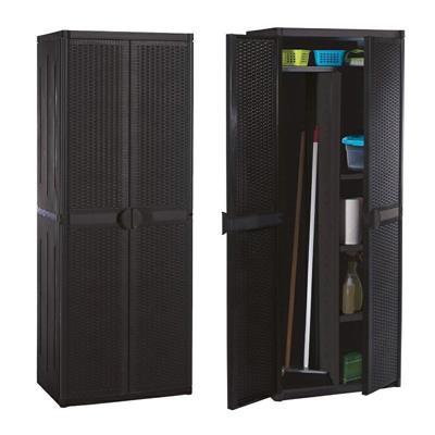 ARMADIO RATTAN SYSTEM CON PORTASCOPE COLORE MOKA