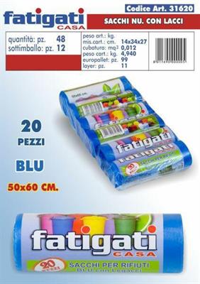 BUSTE ROTOLO CON LACCI 20PZ 50X60CM BLU