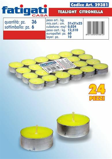 CANDELA TEALIGHT CITRONELLA 24PZ