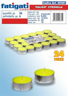 CANDELA TEALIGHT CITRONELLA 24PZ