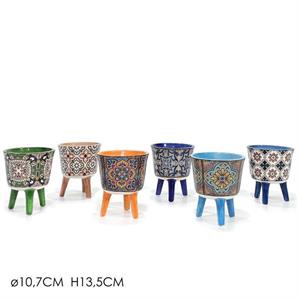 CASPO DECORO MAIOLICA 10,7XH13,5 CM 6 DECORI ASS