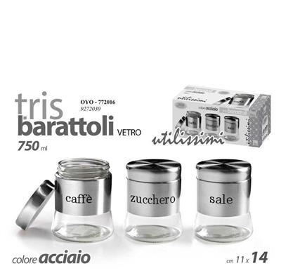 BARATTOLO ACCIAIO 11 X 14 CM 750 ML SET 3 PZ