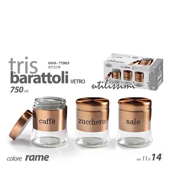 BARATTOLO RAME 11 X 14 CM 750 ML SET 3 PZ