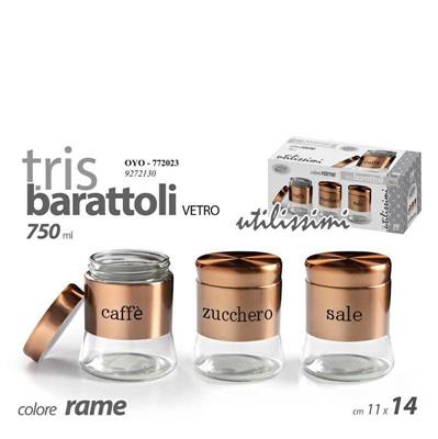 BARATTOLO RAME 11 X 14 CM 750 ML SET 3 PZ