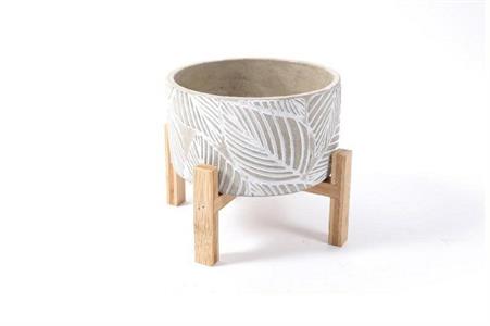 CASPO IN CEMENTO JUNGLE CON STAND BAMBOO 23X23XH17CM