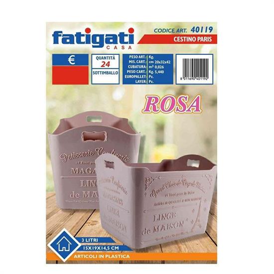 CESTINO PARIS 3 LT 15 X 19 X 14,5 CM COLORE ROSA