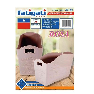 CESTINO RETTANGOLARE PARIS 27 X 10 X 17 CM COLORE ROSA